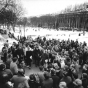 Students rallying in front of Morrill Hall