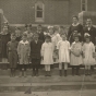 Black-and-white photograph of the Temple of Aaron's religious school in 1918.