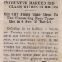 Headline and text of an article (“Crowd of 500 See Cop Get Worst of Struggle for Gun”) published in the Northwestern Bulletin, an African American newspaper based in St. Paul, on June 24, 1922. Public domain.