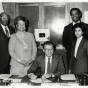 Photo related to United Negro College Fund. Pictured are (left to right) Oscar and Virginia Howard, Minneapolis Mayor Donald Fraser, and Claudeth and Gene Washington, December 1984. Oscar C. Howard papers, 1945–1990 (P1842), personal papers (1945–1990), Manuscripts Collection, Minnesota Historical Society.