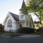 Color image of University Avenue Congregational Church designed in 1907. Despite its name, the address is 507 Victoria, between University and Sherburne, in Frogtown. Photograph by Paul Nelson, October 14, 2014.