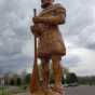 Statue of a voyageur at the St. Louis River in Cloquet, Minnesota, 2018. Photograph by Jon Lurie; used with the permission of Jon Lurie.