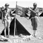 Black and white photograph of Moe Jones and Einar Lund of Stillwater’s Howitzer Company, 135th Infantry, during a field inspection at Camp Ripley, 1935. 