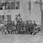 Black and white photograph of G. K. Warren and staff, ca.1863–1865. Photographed by Matthew Brady.