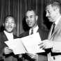 Photograph of Martin Luther King, Roy Wilkins, and Thurgood Marshall
