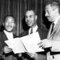 Photograph of Martin Luther King, Roy Wilkins, and Thurgood Marshall