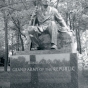 Monument to Albert Woolson as the last surviving member of the Union Army in the Civil War. Woolson was not at the Gettysburg battle. The statue was placed there in his memory and of the Grand Army of the Republic (GAR). The statue was dedicated in September 1956. Woolson posed for the statue, and it was created by famous sculptor Avard Fairbanks. Used with permission of the St. Louis County Historical Society, University of Minnesota of Duluth Archives.