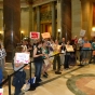 Color image of demonstrators gathered at the State Capitol in St. Paul to show their opposition to Minnesota Amendment 1. Photographed on May 20, 2011, by Flickr user Flickr user Fibonacci Blue.