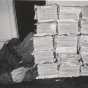 Black and white photograph of bundles of the Waconia Patriot ready to be shipped. Date and photographer unknown.