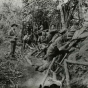 Black and white photograph of Minnesota soldiers on guard around Manila. 