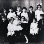 Black and white photograph of children attending a child's birthday party c.1912. 