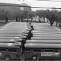 Fleet of new, air conditioned buses purchased by the MTC in the early 1970s, after the commission acquired Twin City Lines. Photo by the St. Paul Pioneer Press; used with permission.