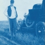 Black and white photograph of E. D. Childs hunting, September 1, 1908.