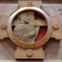 Color image of a station of the cross set on travertine (limestone) inside the St. Paul Cathedral. Photographed by Paul Nelson on July 16, 2014.