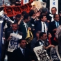 Color image of anti-war delegates oppose Humphrey’s nomination at the 1968 Democratic Convention in Chicago.