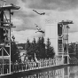 Minneapolis Aquatennial divers and synchronized swimmers at Theodore Wirth Pool, Aqua Follies, 1945