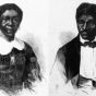 Black-and-white engravings of Dred Scott (at right) and Harriet Robinson Scott (at left) that appeared in the Jun 27, 1857 edition of Frank Leslie's Illustrated Newspaper.