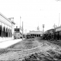 Photograph of North Bridge saloons on First Street in Moorhead, ca. 1890s.