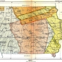 Map of Native American land cessions in the present-day state of Iowa