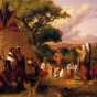 Oil on canvas painting of Dakota Indians in council, 1852. Painting by Seth Eastman