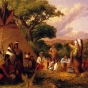 Oil on canvas painting of Dakota Indians in council, 1852. Painting by Seth Eastman