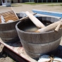 Washing tubs, boards, and dolly pins at Historic Fort Snelling