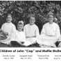 Black and white photograph of the children of John “Cap” and Mattie Molter (left to right): William “Bud” Harry, Dorothy Louise, Margaret Hazel, Florence Ruth, Inez Helen, and John Adam. Photograph ca. 1915.