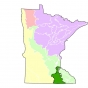 Map showing the extent of the oak savanna ecosystem in Minnesota. 