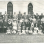 This “yard long” photograph was taken at Swedish Evangelical Lutheran Church (Our Savior’s Lutheran Church) on June 28, 1942, on its seventieth anniversary. The reverend at the time was J. E. Sutherland. Photographer unknown. Anoka County Historical Society object ID# P2075.19.84.