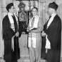 Photograph taken at the bar mitzvah of Leland Fleisher at Adath Jeshurun Synagogue in Minneapolis.