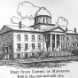 Black and white photo print of a drawing of the first Minnesota state capitol, c.1853–1873.