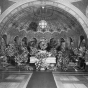 Funeral decorations inside Lakewood Chapel