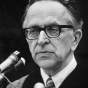 Black and white photograph of Harry Blackmun during his Supreme Court years, ca. 1975. 