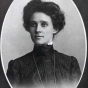 Black and white portrait of Mary Gibbs, commissioner of Itasca State Park and the first woman in the U.S. to hold the position of park commissioner, 1903.