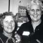 Black and white photograph of Rosalie Wahl (left) and Mary Peek (right),1977.
