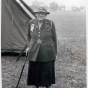 Black and white photograph of Theresa Ericksen at the Third Infantry Veterans Association reunion at Fort Snelling on October 12, 1936.