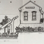 Scale drawing of the world’s largest peace pipe installed on the site of the Rock Island Depot, c. 1998.