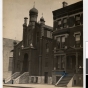 Black and white photograph of exterior, Sons of Jacob Congregation. 