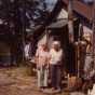 Color image of Dorothy Molter and Ruth Molter at Point Cabin, Isle of Pines, Knife Lake, Boundary Waters Canoe Area ca. 1980s.