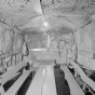 Black and white photograph of the underground (twenty-seven levels below the surface) miners’ lunchroom in the Soudan Iron Mine, Lake Vermilion–Soudan Underground Mine State Park. 