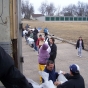 Volunteers unloading donations in Worthington