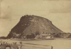 postcard photograph showing Barn Bluff limestone formation