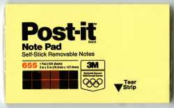 Color image of an early version of a Post-it Note, 1986.