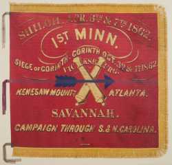 Color image of 1st Battery Minnesota Light Artillery battle flag.