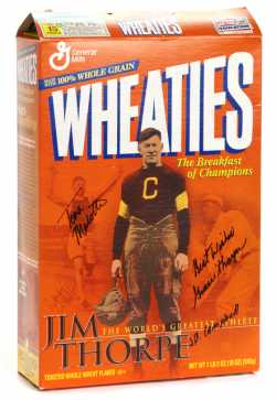 Wheaties box featuring athlete and Olympic gold medalist Jim Thorpe, 2001.