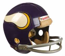 Color image of the helmet worn by Minnesota Vikings safety Paul Krause in the late 1970s.
