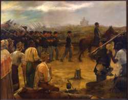 Painting showing an artist's depiction of the Fourth Minnesota entering Vicksburg after its surrender