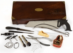 Civil War surgical instruments and case