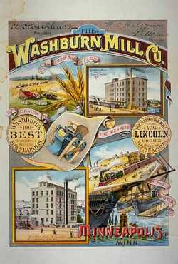 One-sheet poster advertising the Washburn Mills in Minneapolis, 1889.