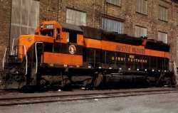 Color image of Great Northern diesel locomotive number 400, 1966. Photograph by Myron T. Gilbertson. 